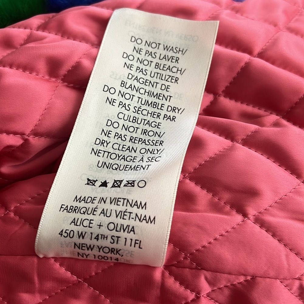 NEW Alice+Olivia coat striped multicolored faux fur size XS - Picture 13 of 16